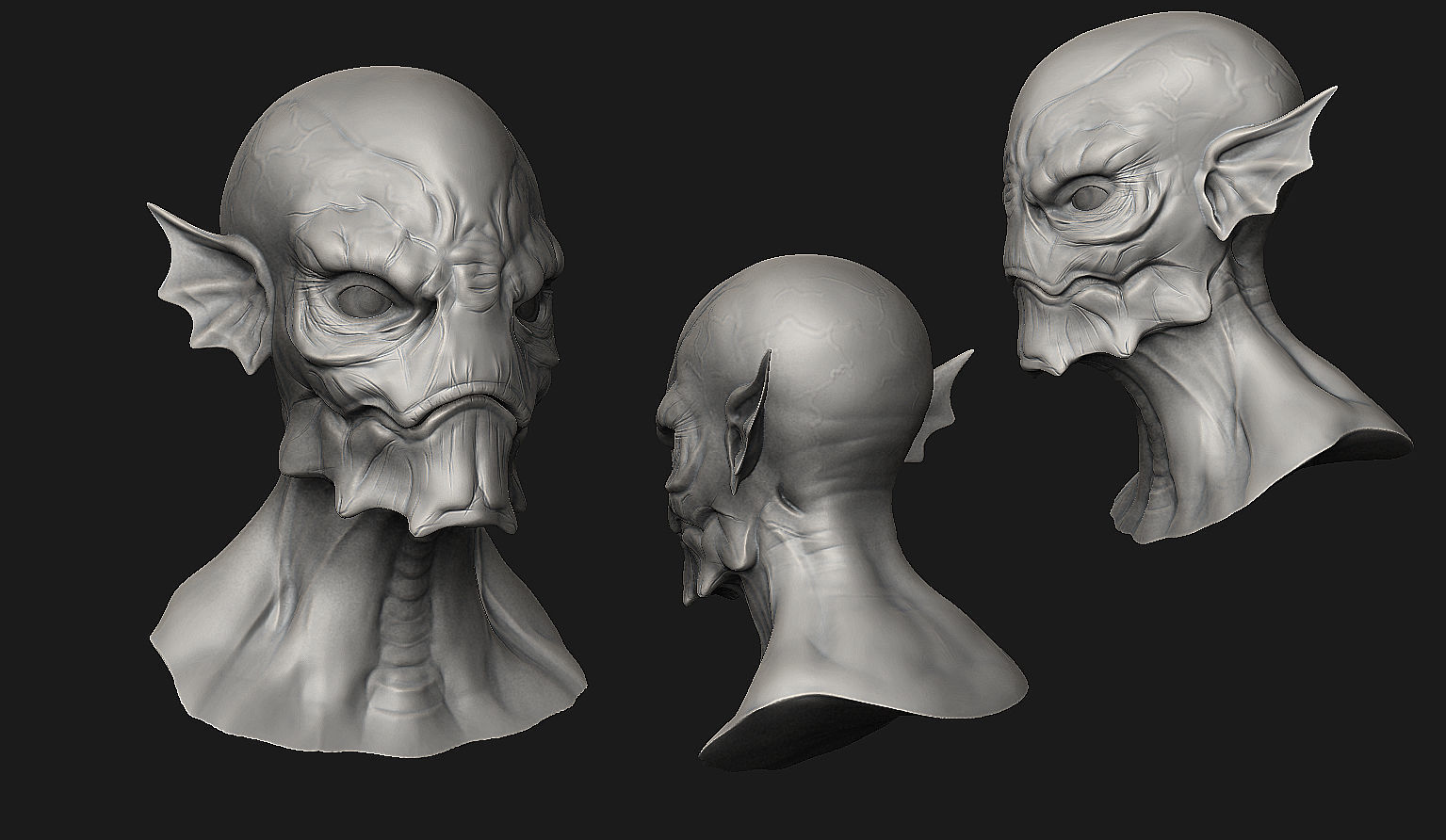 12 Aliens Heads 3D model_14