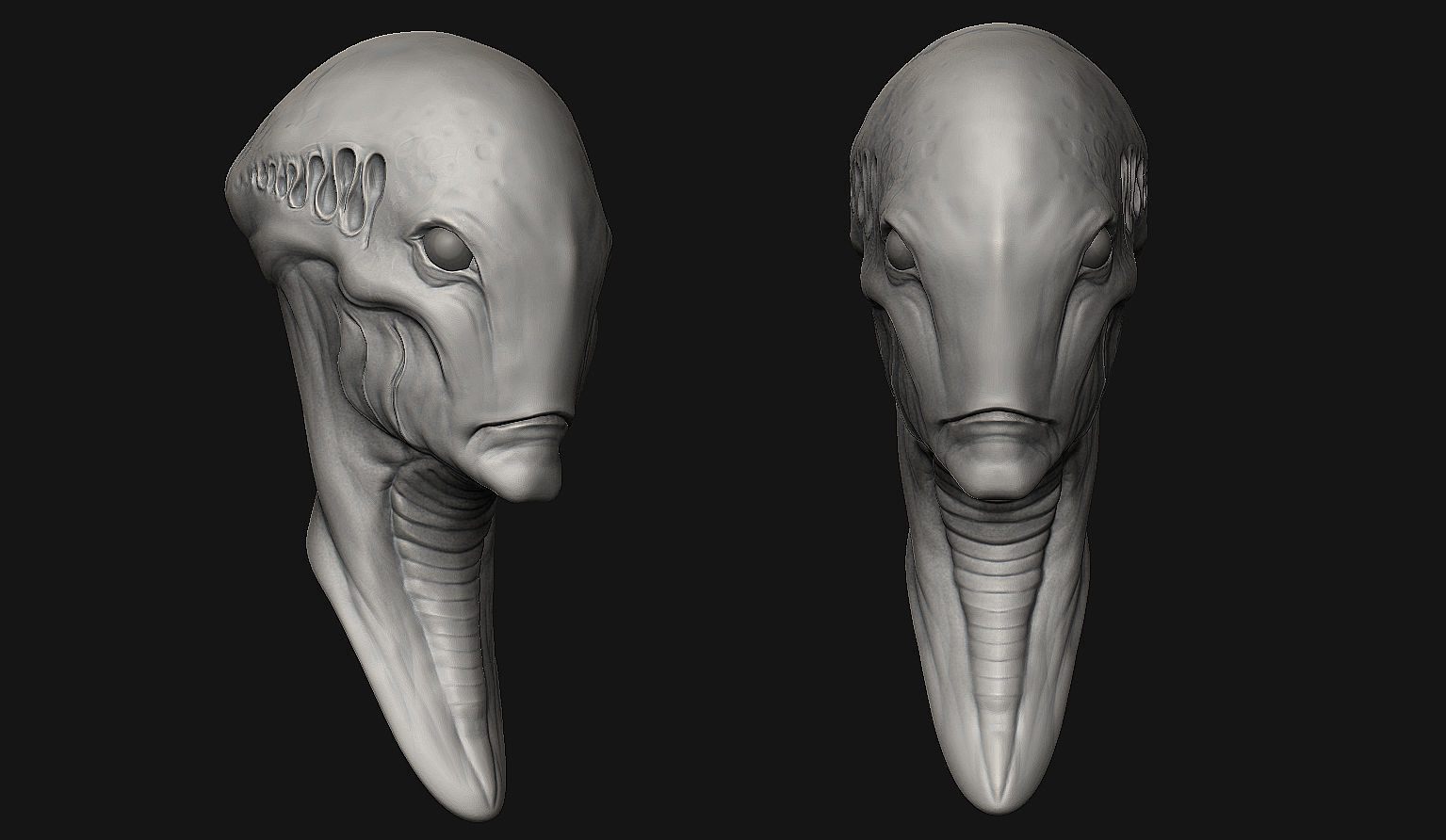 12 Aliens Heads 3D model_6