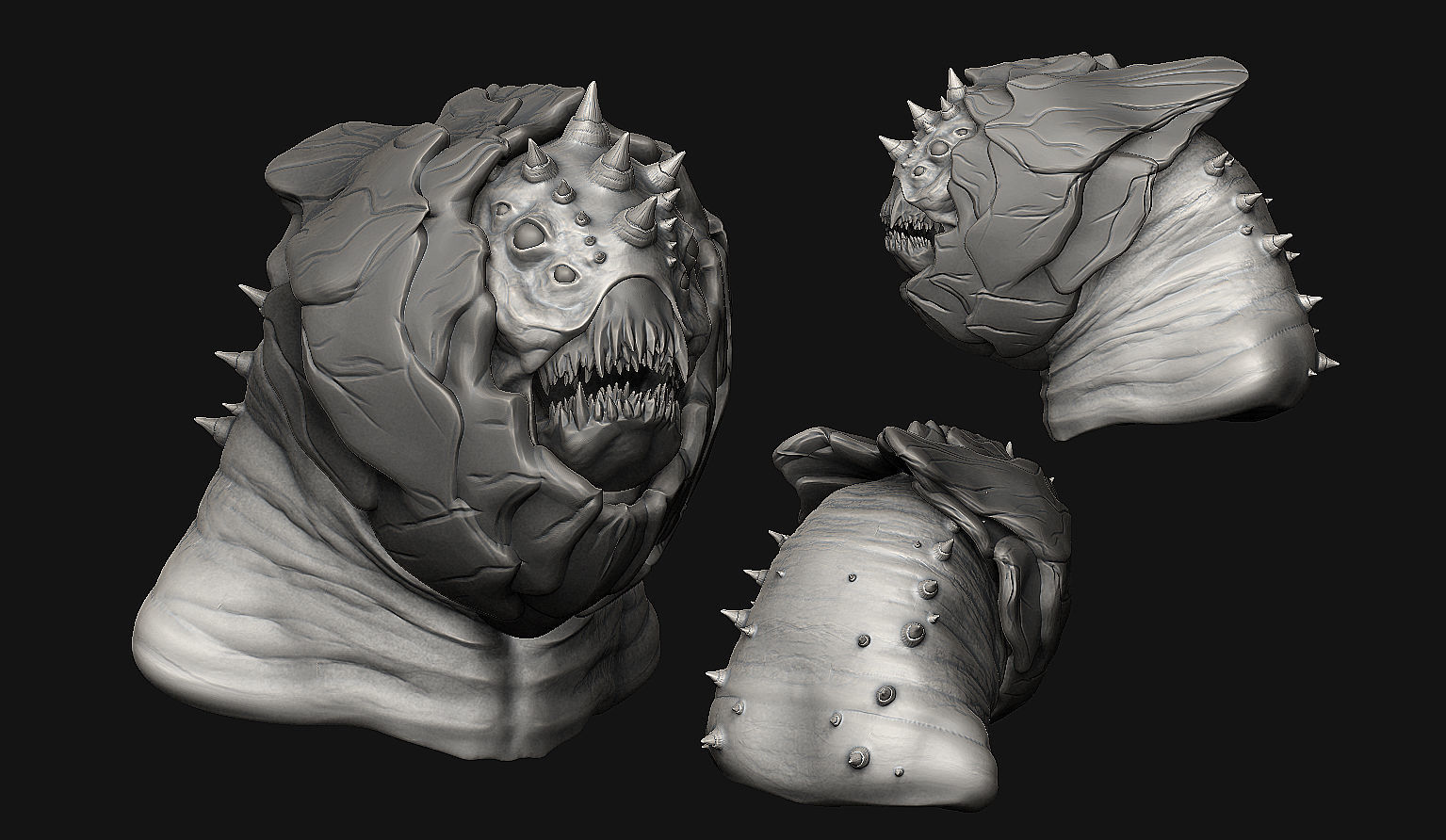 12 Aliens Heads 3D model_13