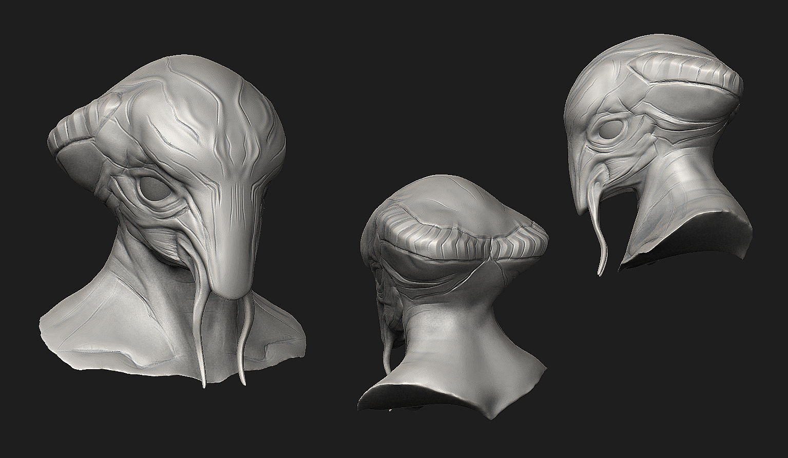 12 Aliens Heads 3D model_15
