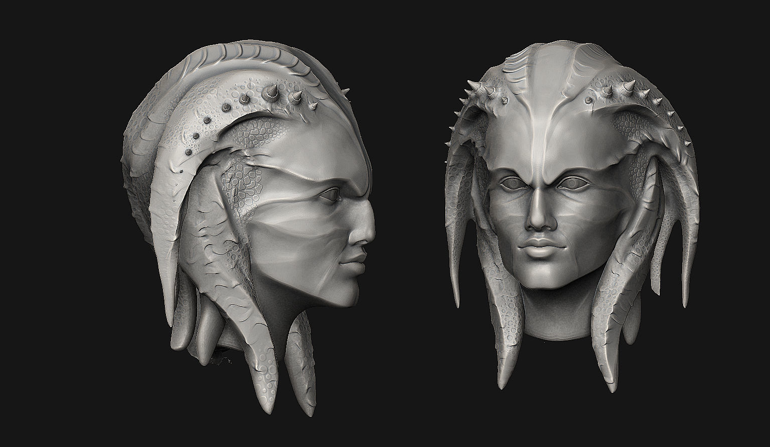 12 Aliens Heads 3D model_7