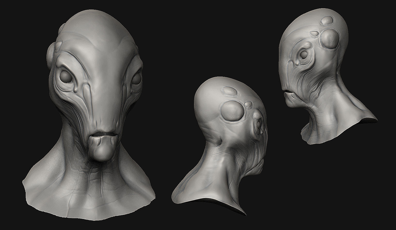 12 Aliens Heads 3D model_11