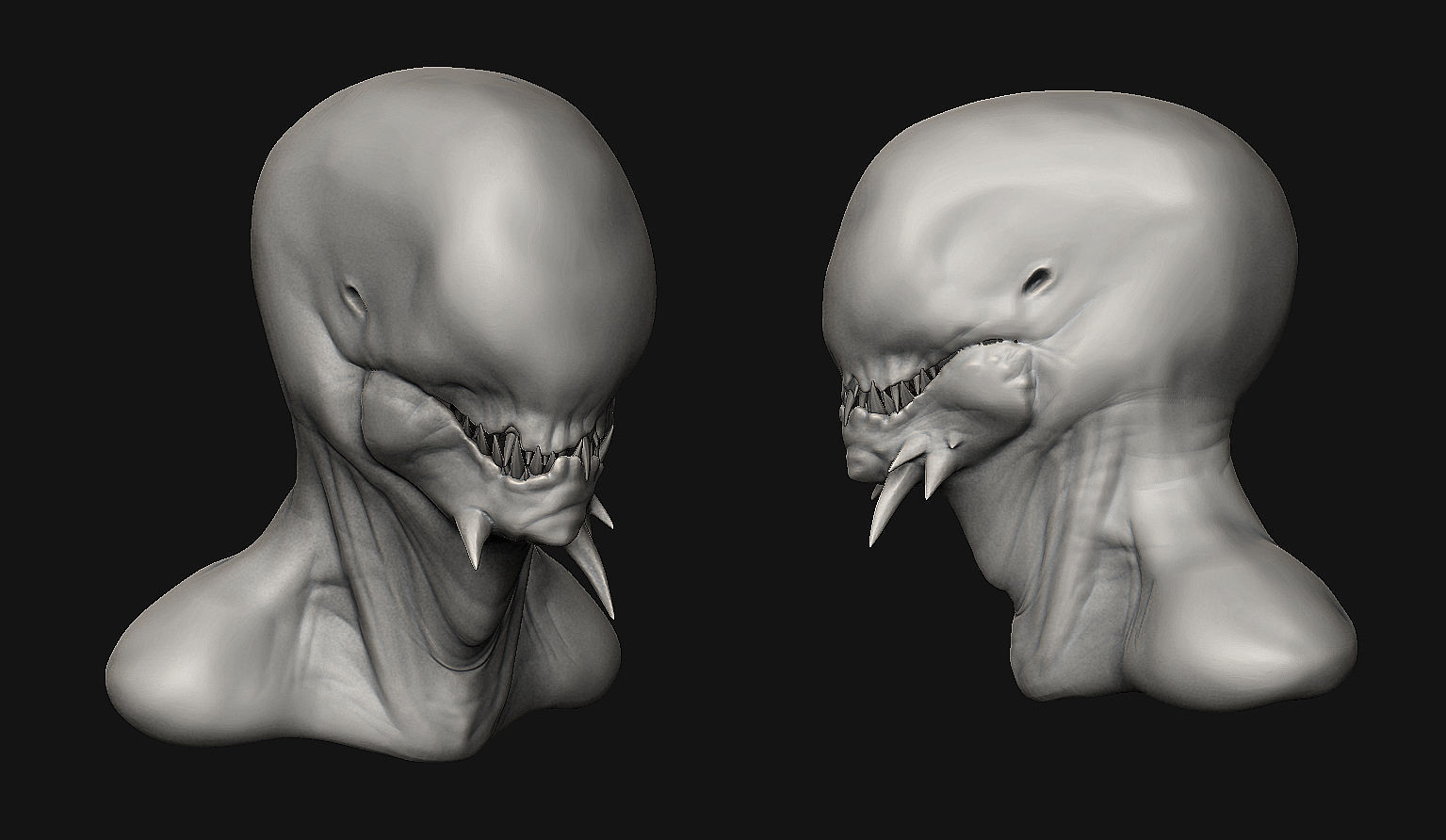 12 Aliens Heads 3D model_9