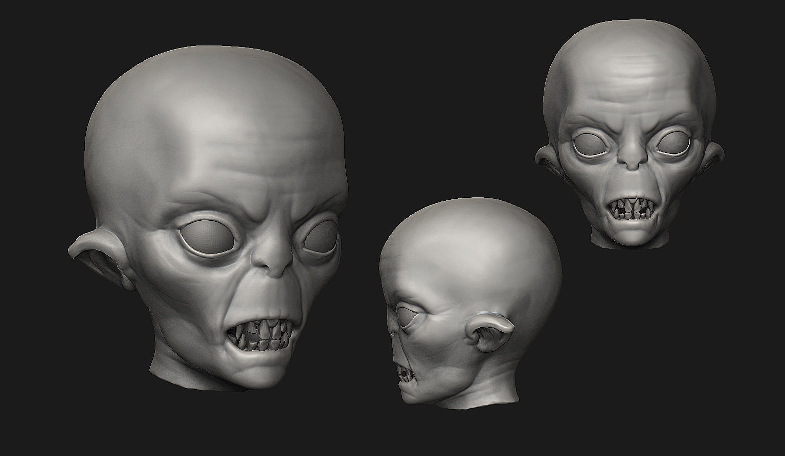 12 Aliens Heads 3D model_10