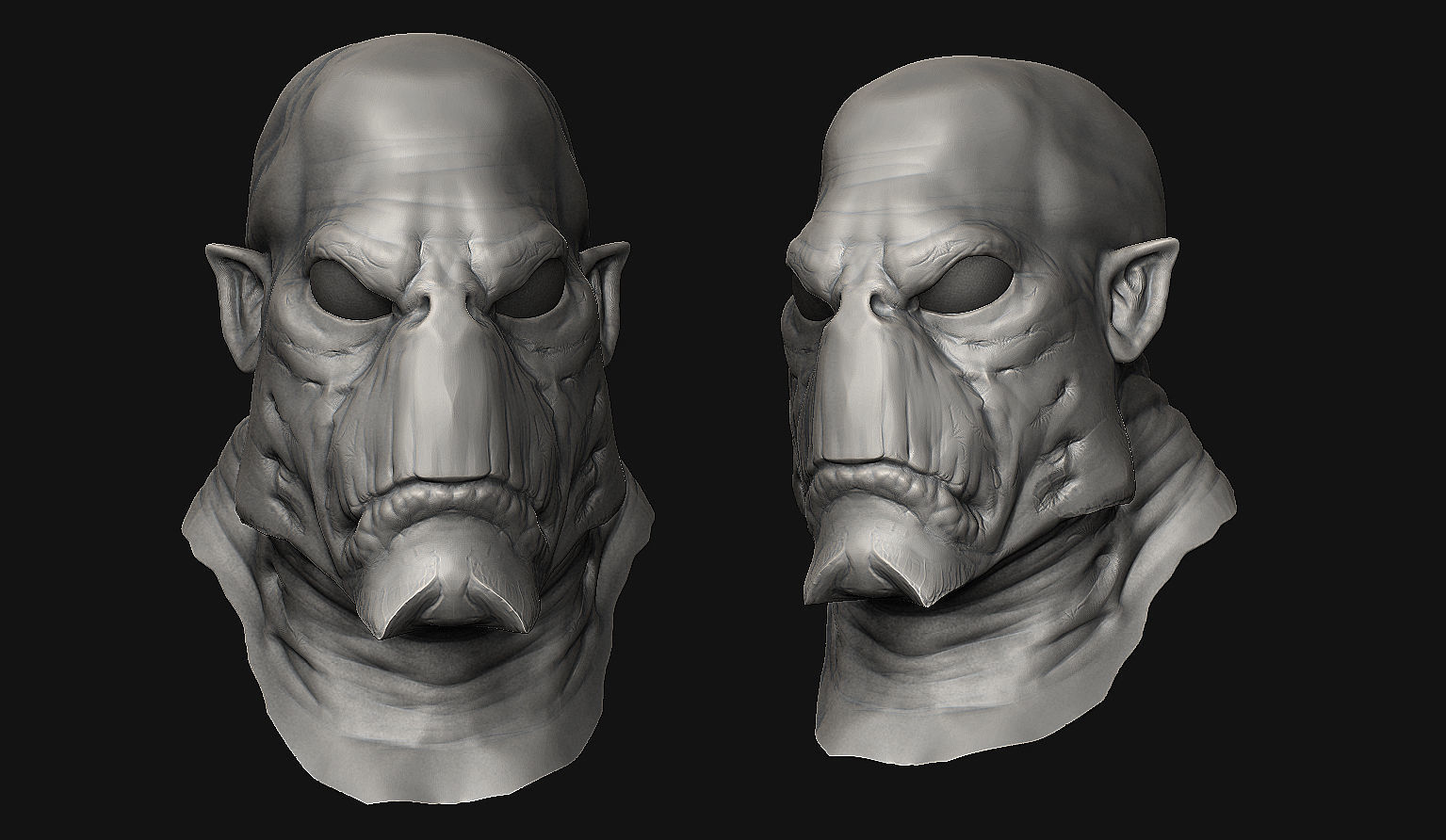 12 Aliens Heads 3D model_5