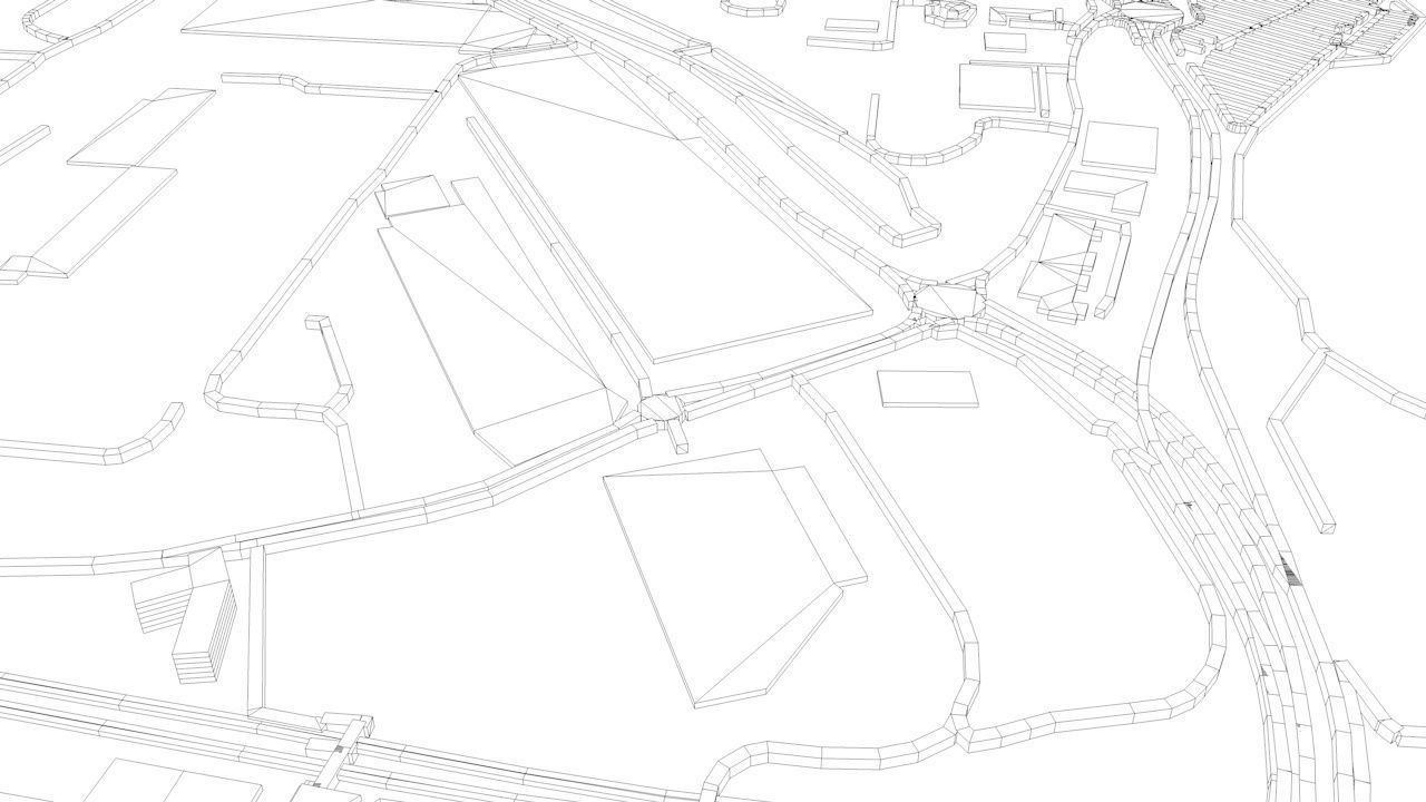 London Luton LTN Airport Roads Buildings and Public Transport 3D model_11