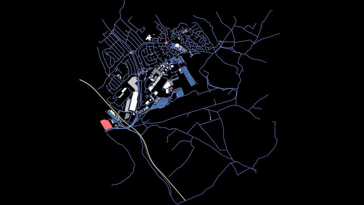 London Luton LTN Airport Roads Buildings and Public Transport 3D model_9