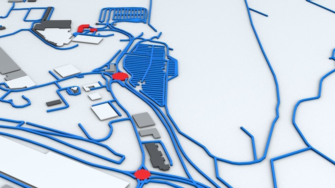 London Luton LTN Airport Roads Buildings and Public Transport 3D model_6