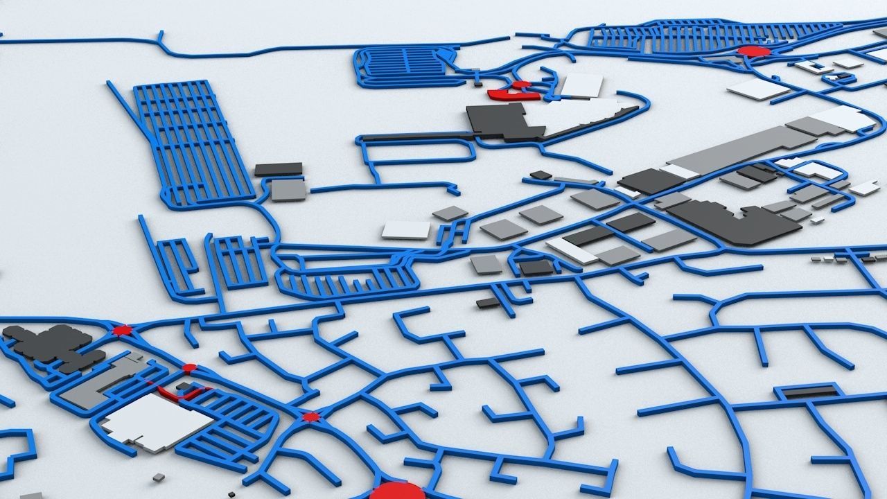London Luton LTN Airport Roads Buildings and Public Transport 3D model_4