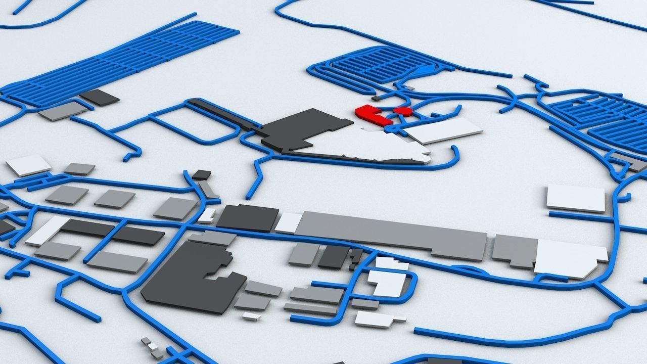 London Luton LTN Airport Roads Buildings and Public Transport 3D model_7