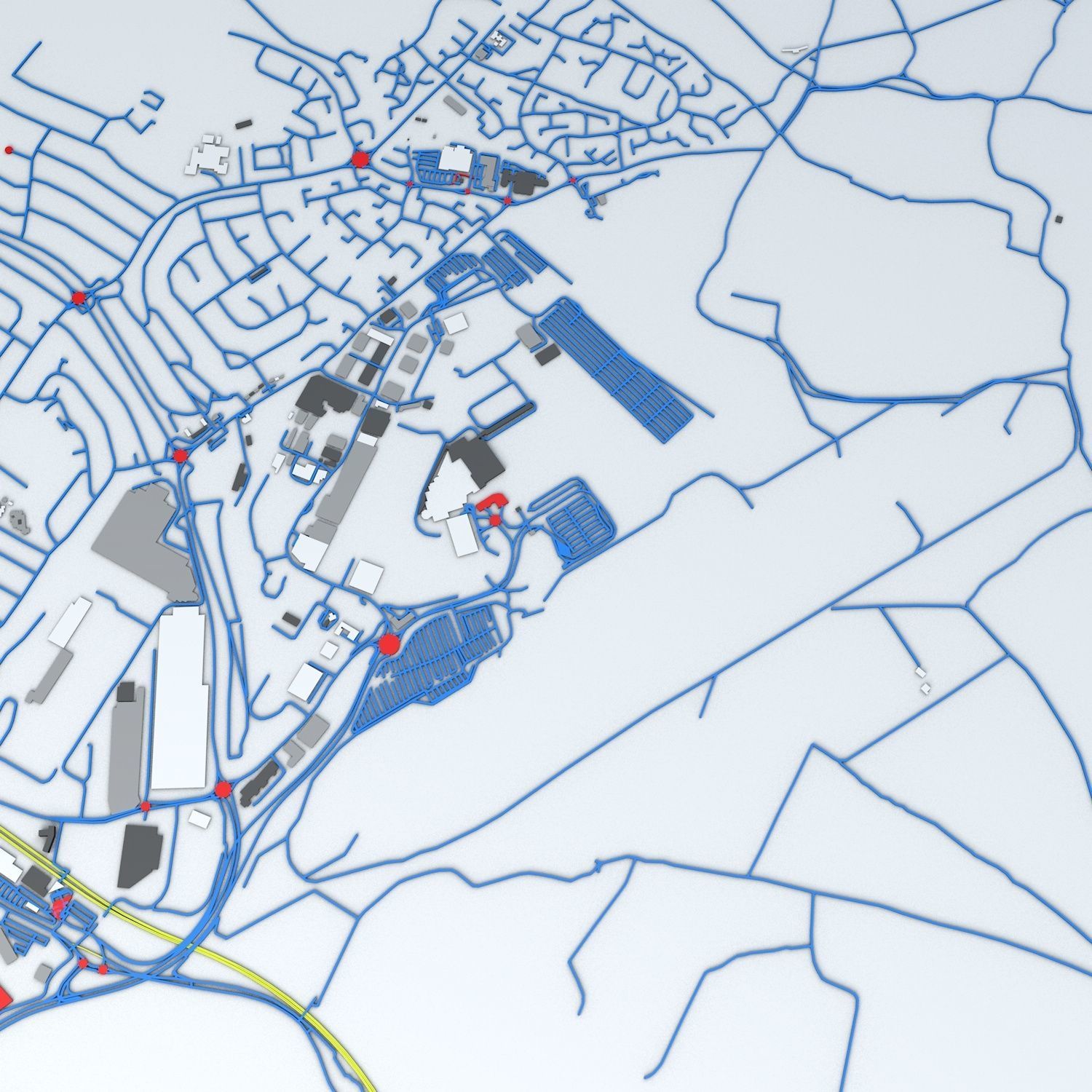 London Luton LTN Airport Roads Buildings and Public Transport 3D model_8