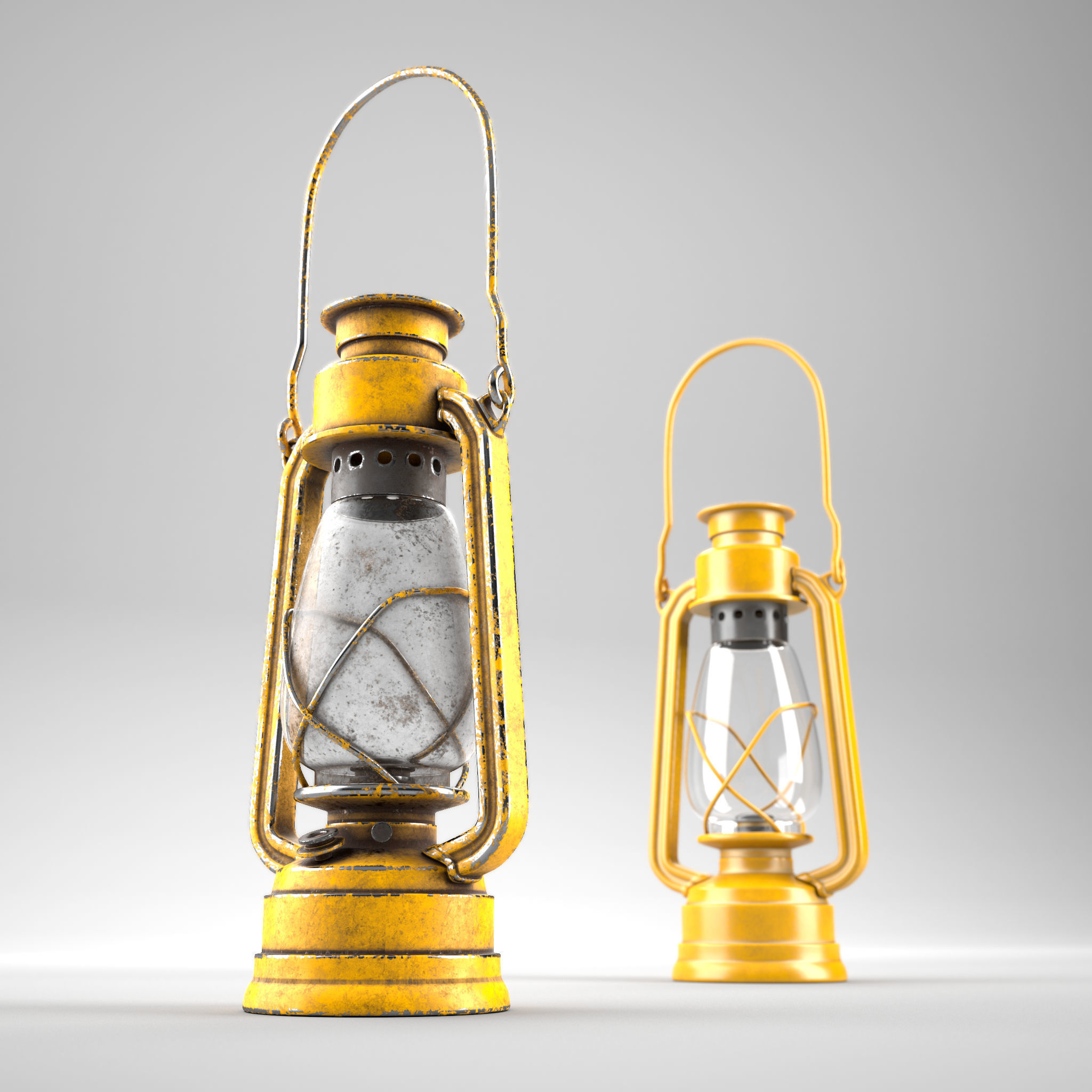 Oillamp with dirty and clean textures Low-poly 3D model_1