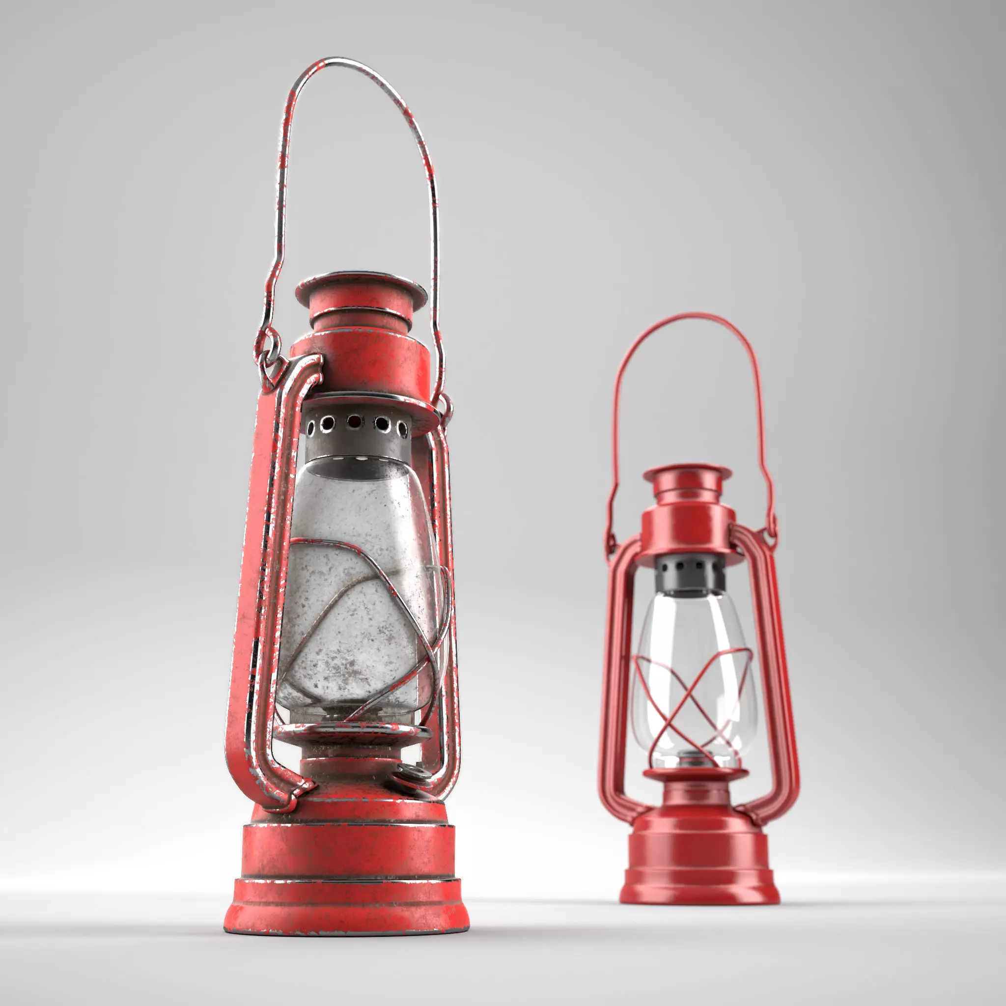 Oillamp with dirty and clean textures Low-poly 3D model_0