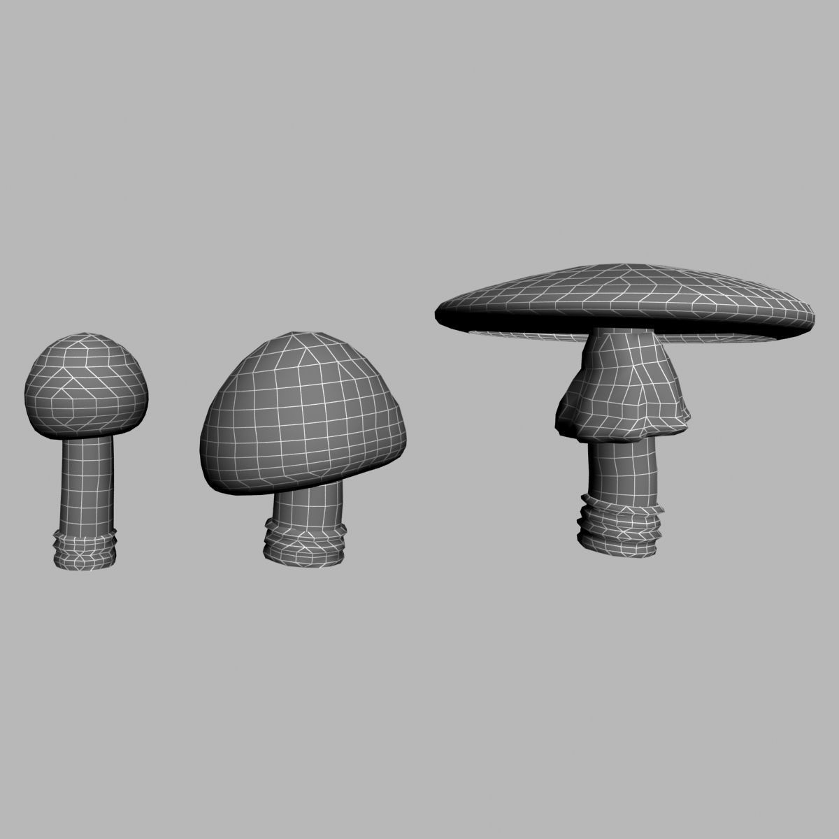 Amanita group of mushrooms Low-poly 3D model_10