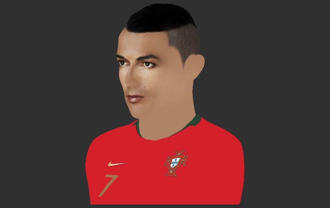 Cristiano Ronaldo bust ready for full color 3D printing 3D print model_25