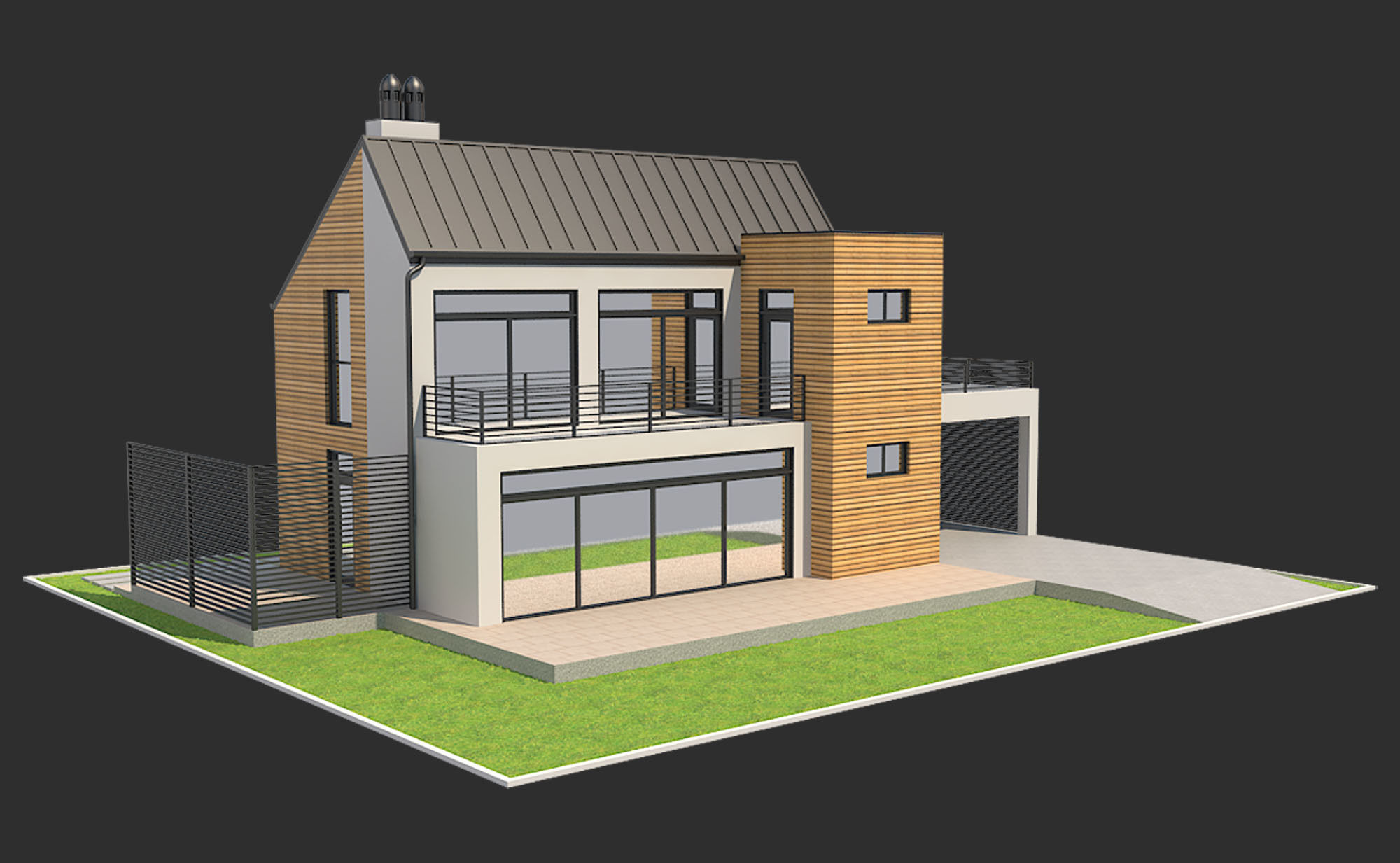 Contemporary House 2 Low-poly 3D model_1