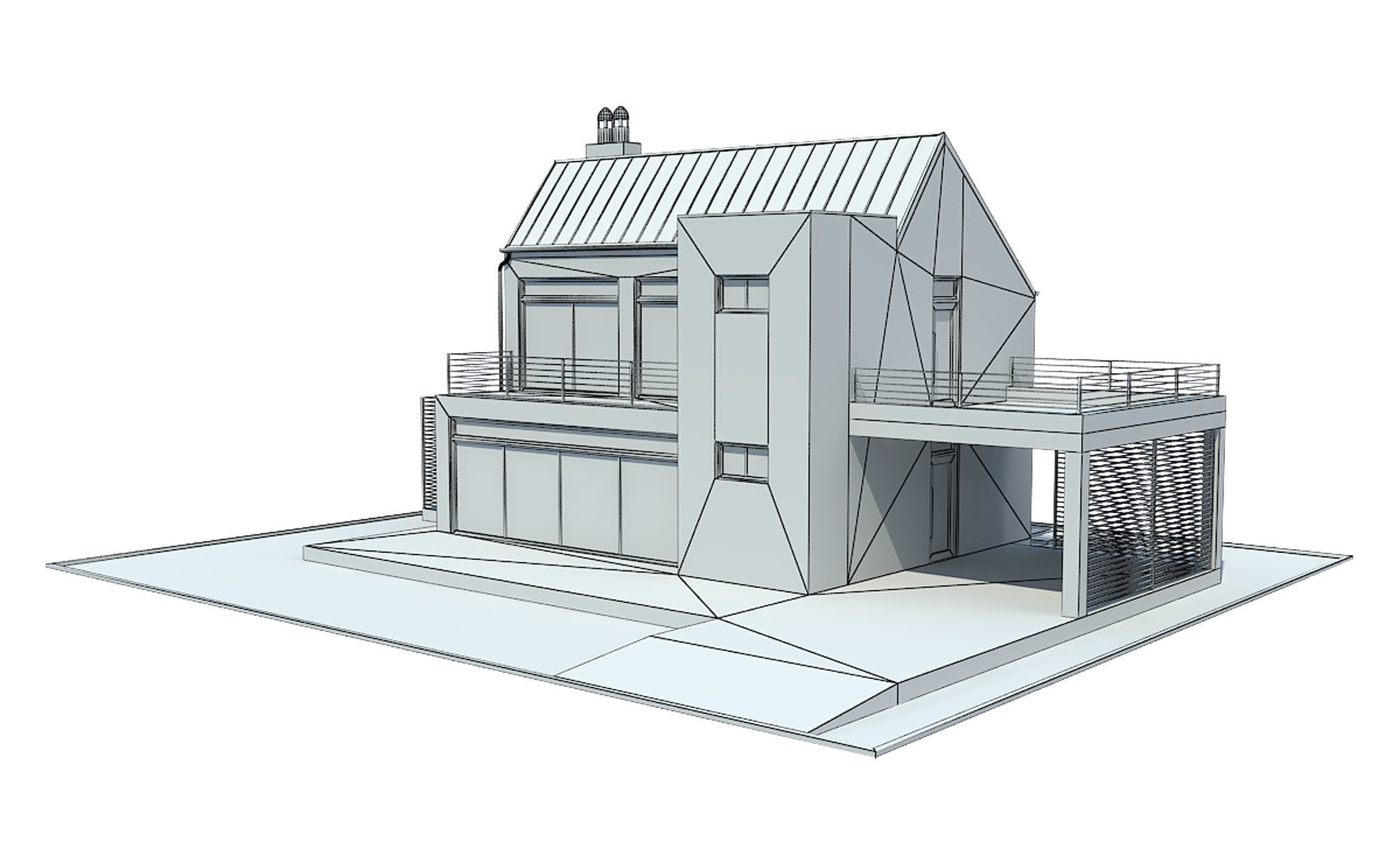 Contemporary House 2 Low-poly 3D model_6