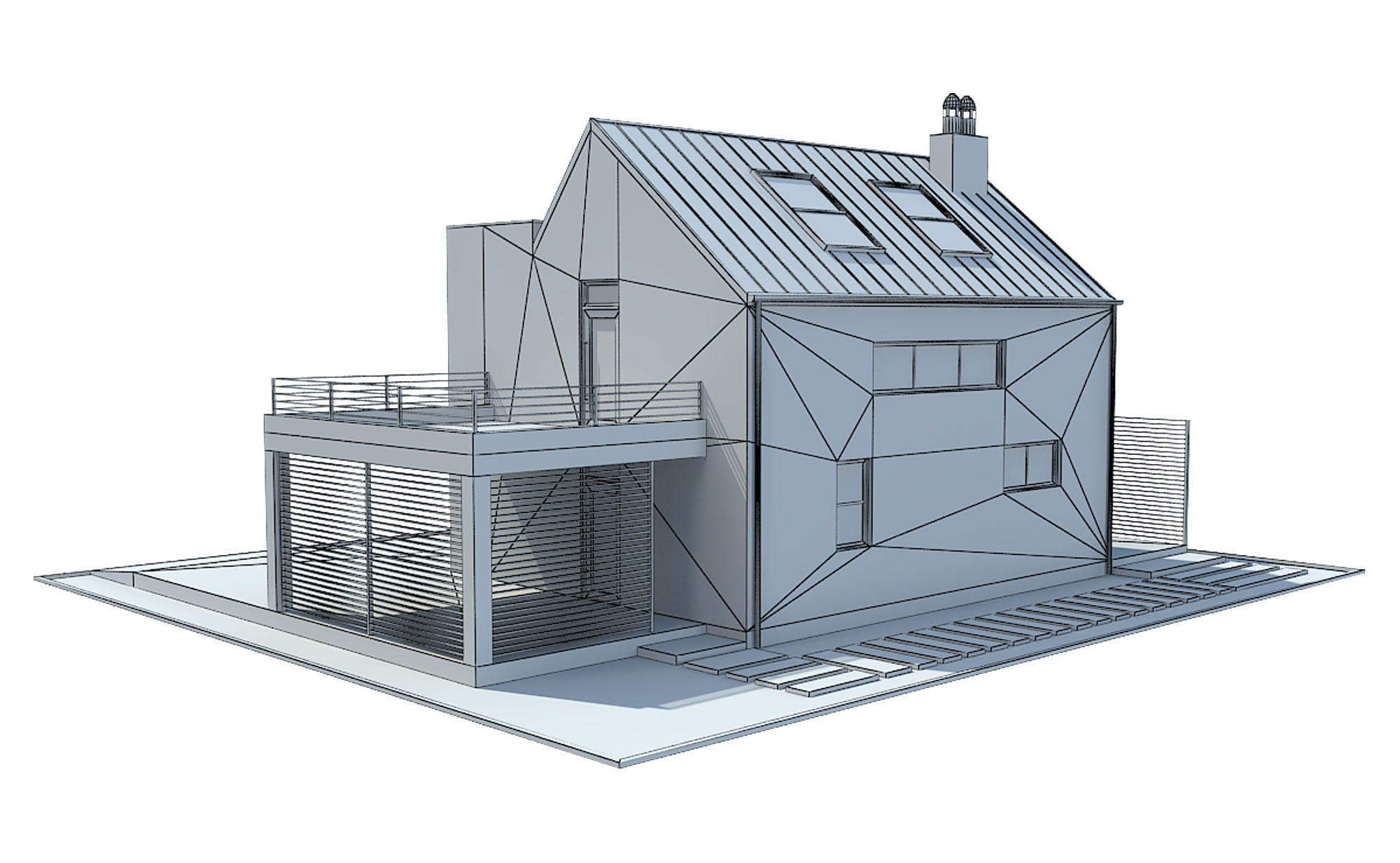 Contemporary House 2 Low-poly 3D model_7