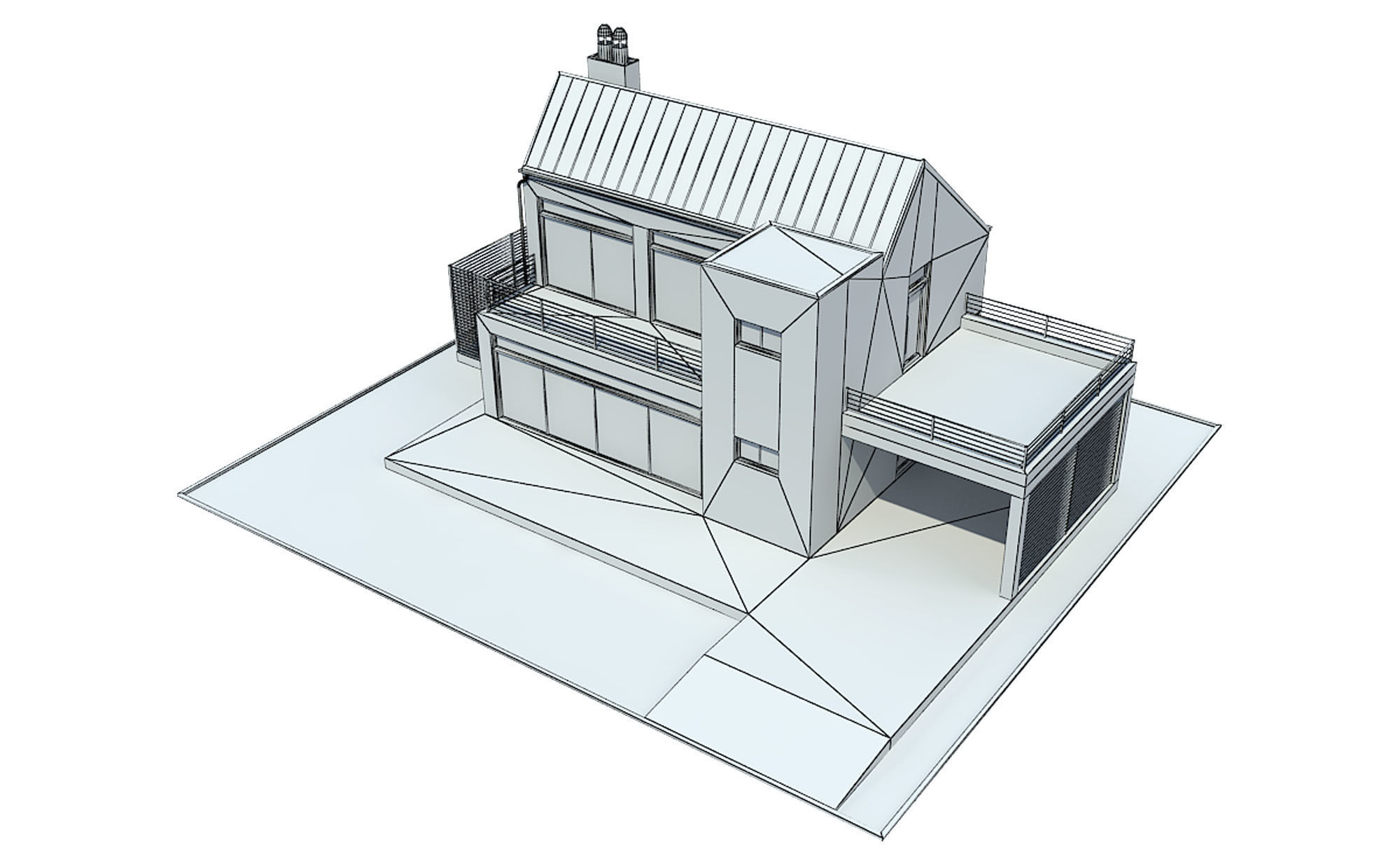 Contemporary House 2 Low-poly 3D model_9