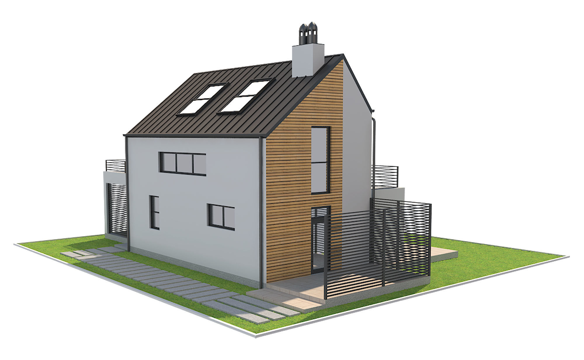 Contemporary House 2 Low-poly 3D model_3