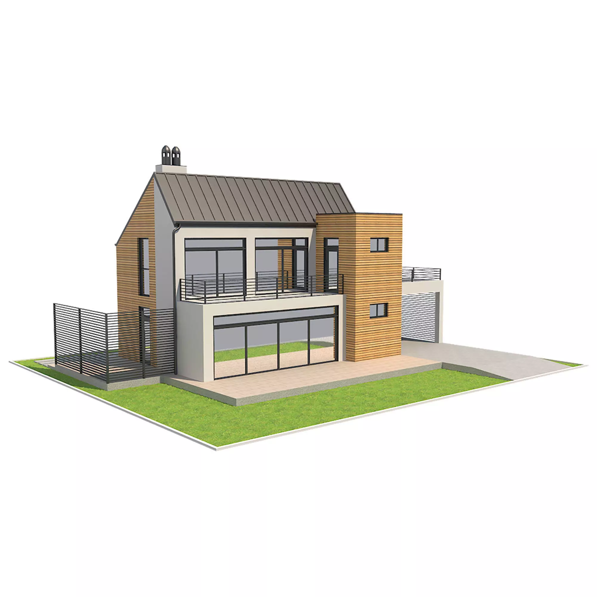 Contemporary House 2 Low-poly 3D model_0