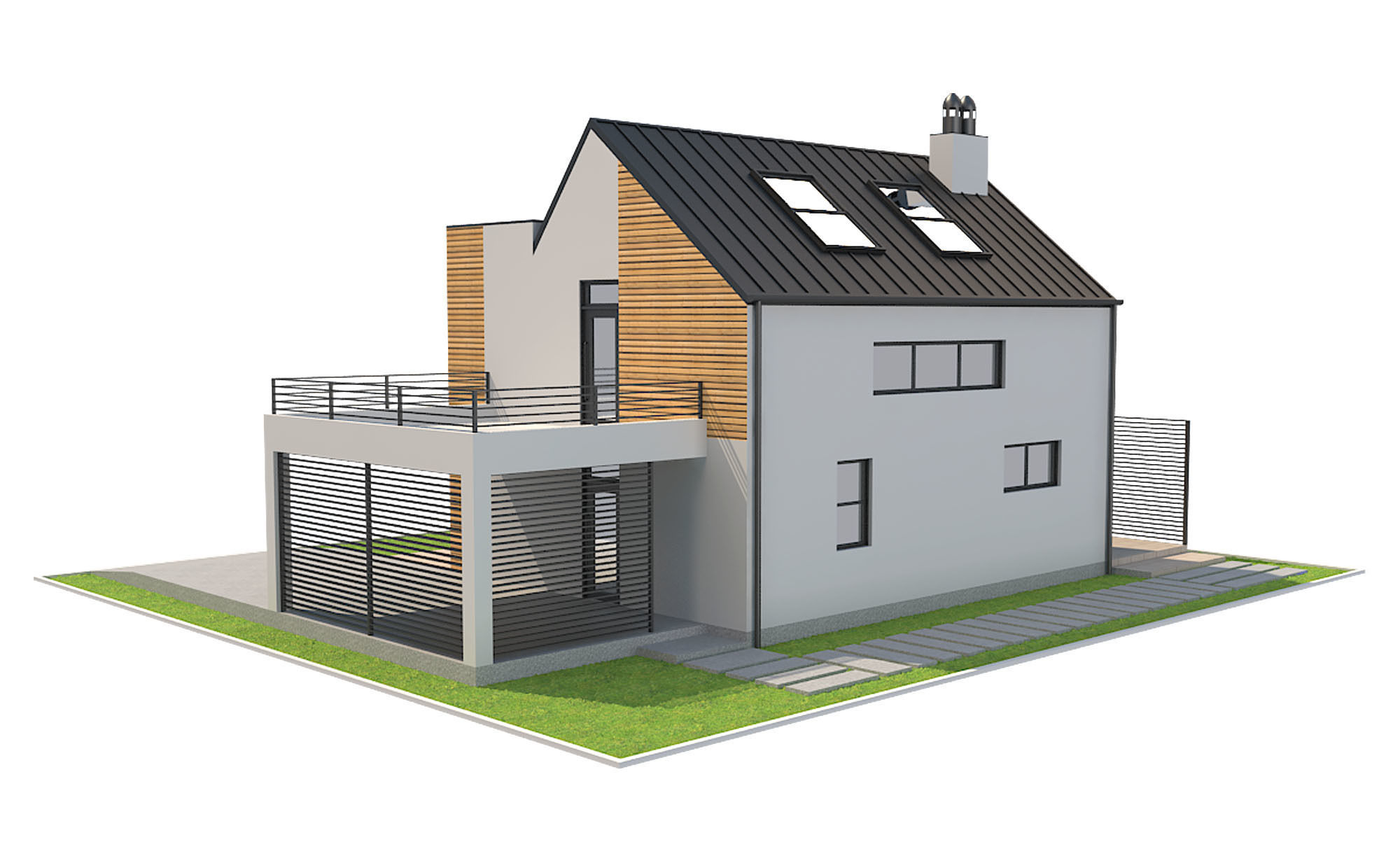 Contemporary House 2 Low-poly 3D model_4