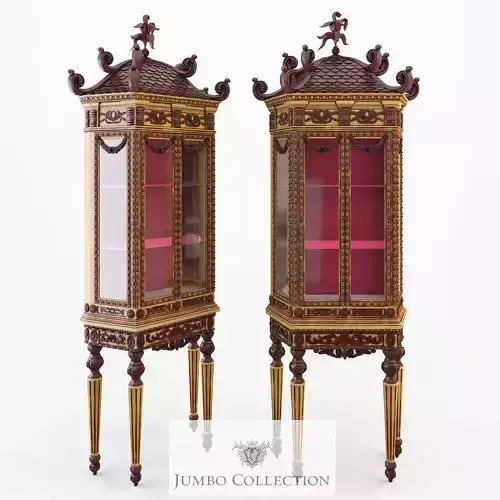 Jumbo Collection pair of ornate glass display cabinets 3D model