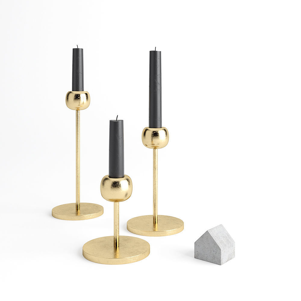 Candle Holder West Elm Modern Brass 3D model_1