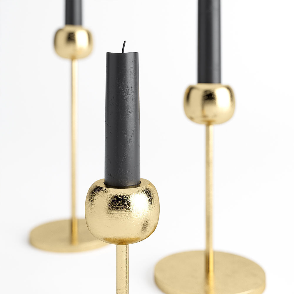 Candle Holder West Elm Modern Brass 3D model_3