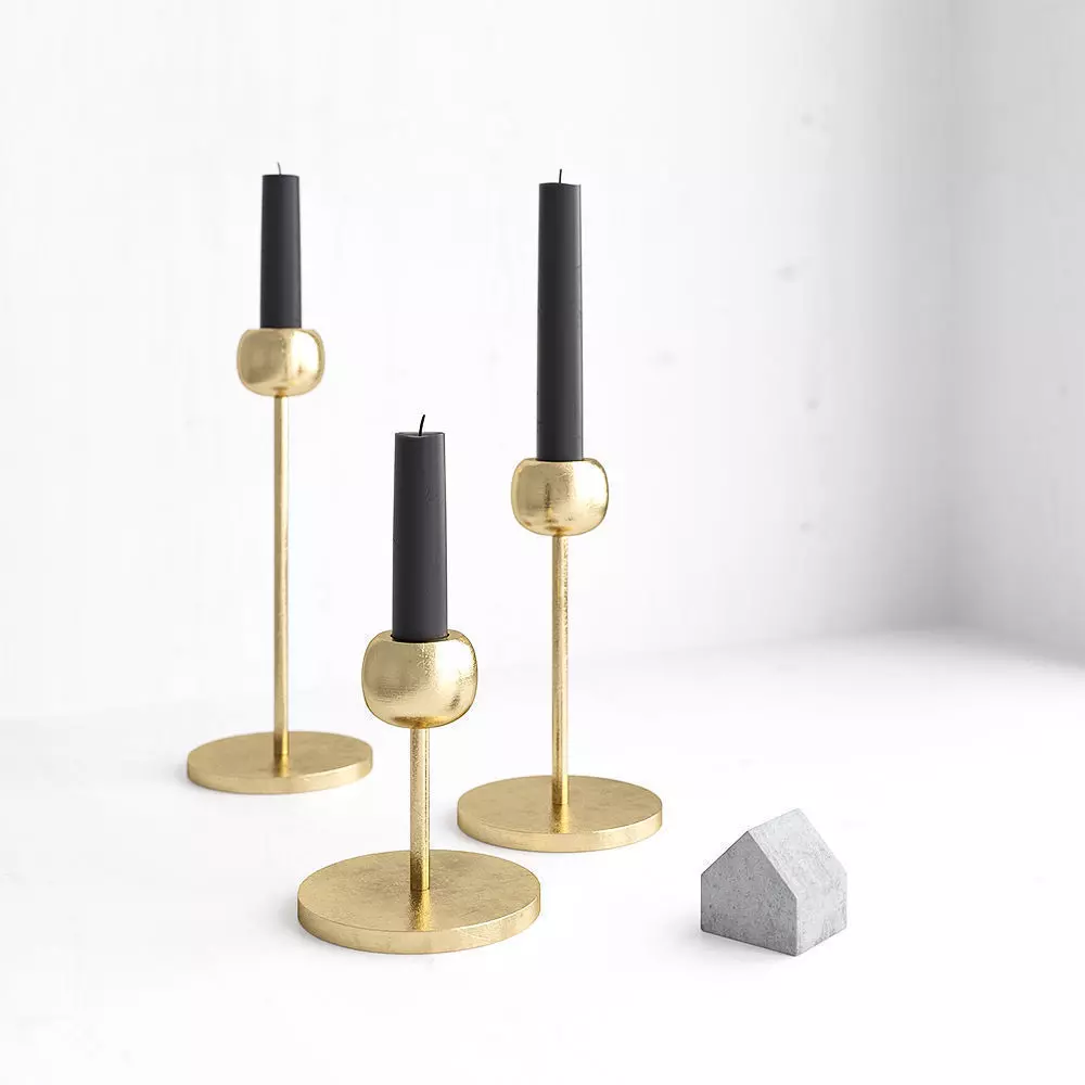 Candle Holder West Elm Modern Brass 3D model_0