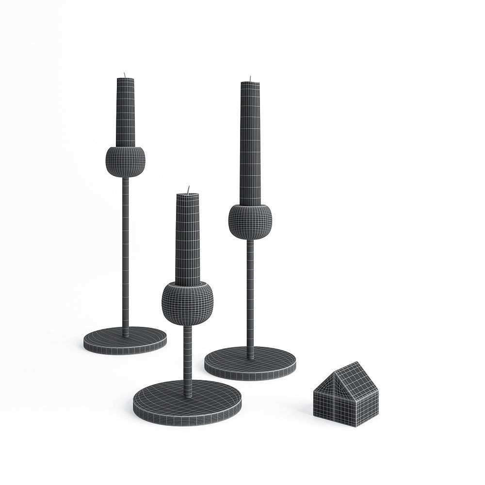 Candle Holder West Elm Modern Brass 3D model_5