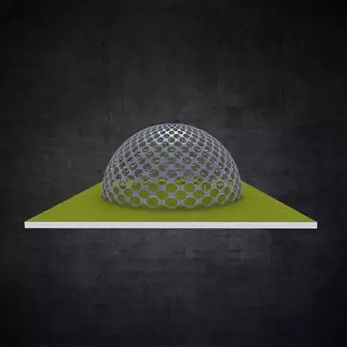 Dome hexagonal grid circular pattern large scale structure Low-poly 3D model