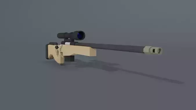 AWM AWP Lowpoly Sniper Rifle Low-poly 3D model