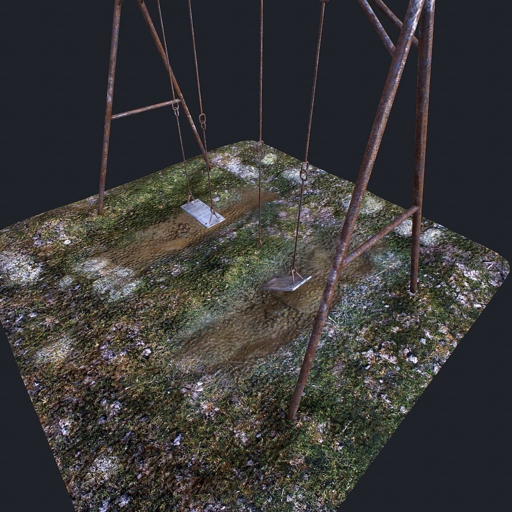Old Swing pbr Low-poly 3D model_9