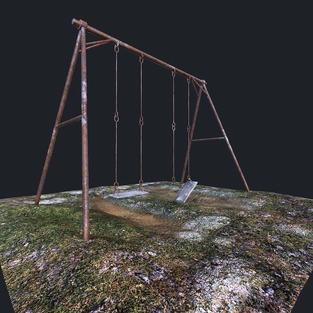 Old Swing pbr Low-poly 3D model_7