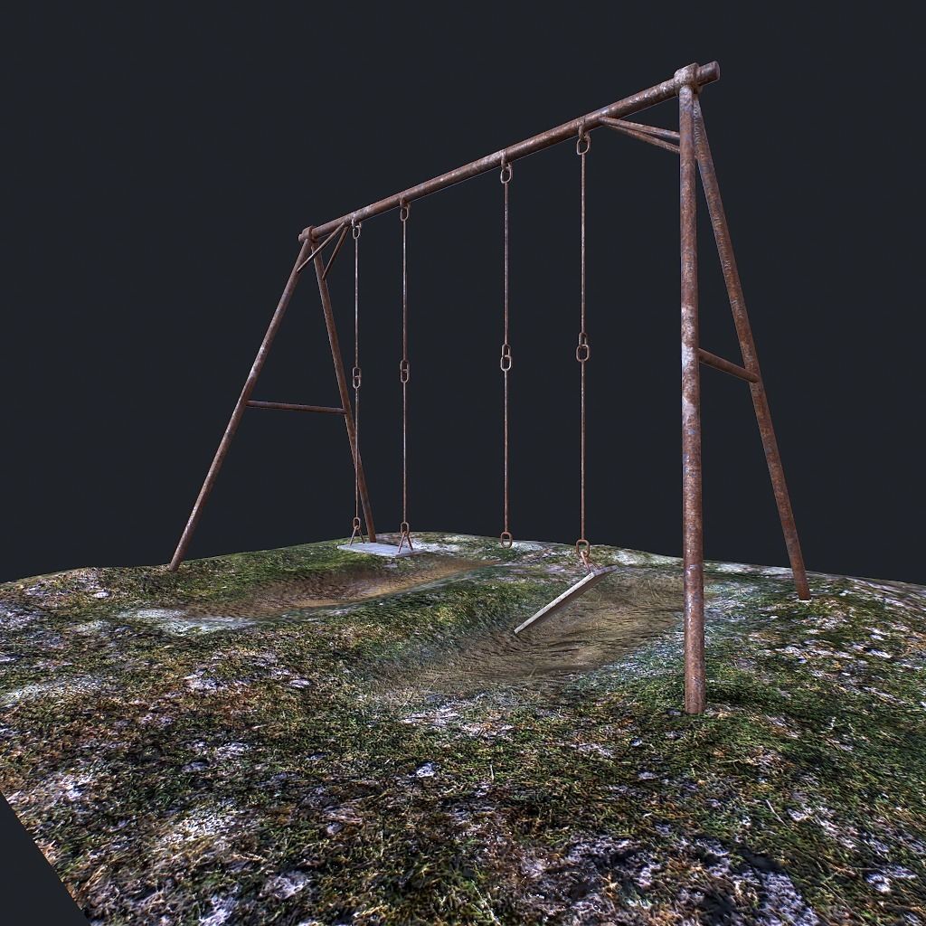 Old Swing pbr Low-poly 3D model_8
