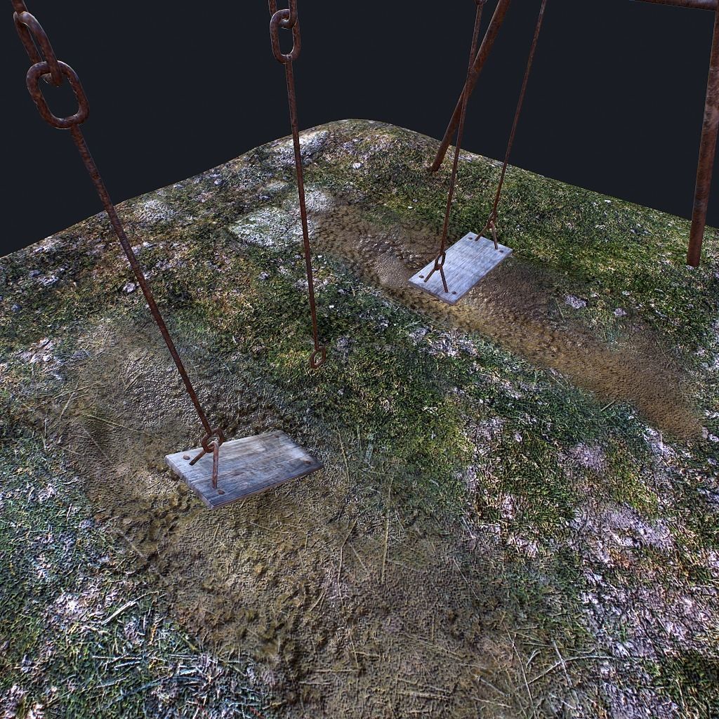 Old Swing pbr Low-poly 3D model_10