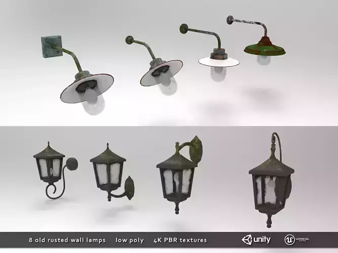 Old Rusted Outdoor Wall Lamps Pack