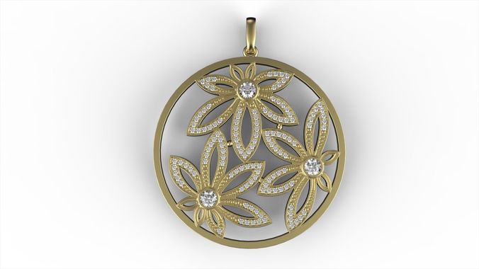 Cubic Zirconia Flower Pendant 3D print model