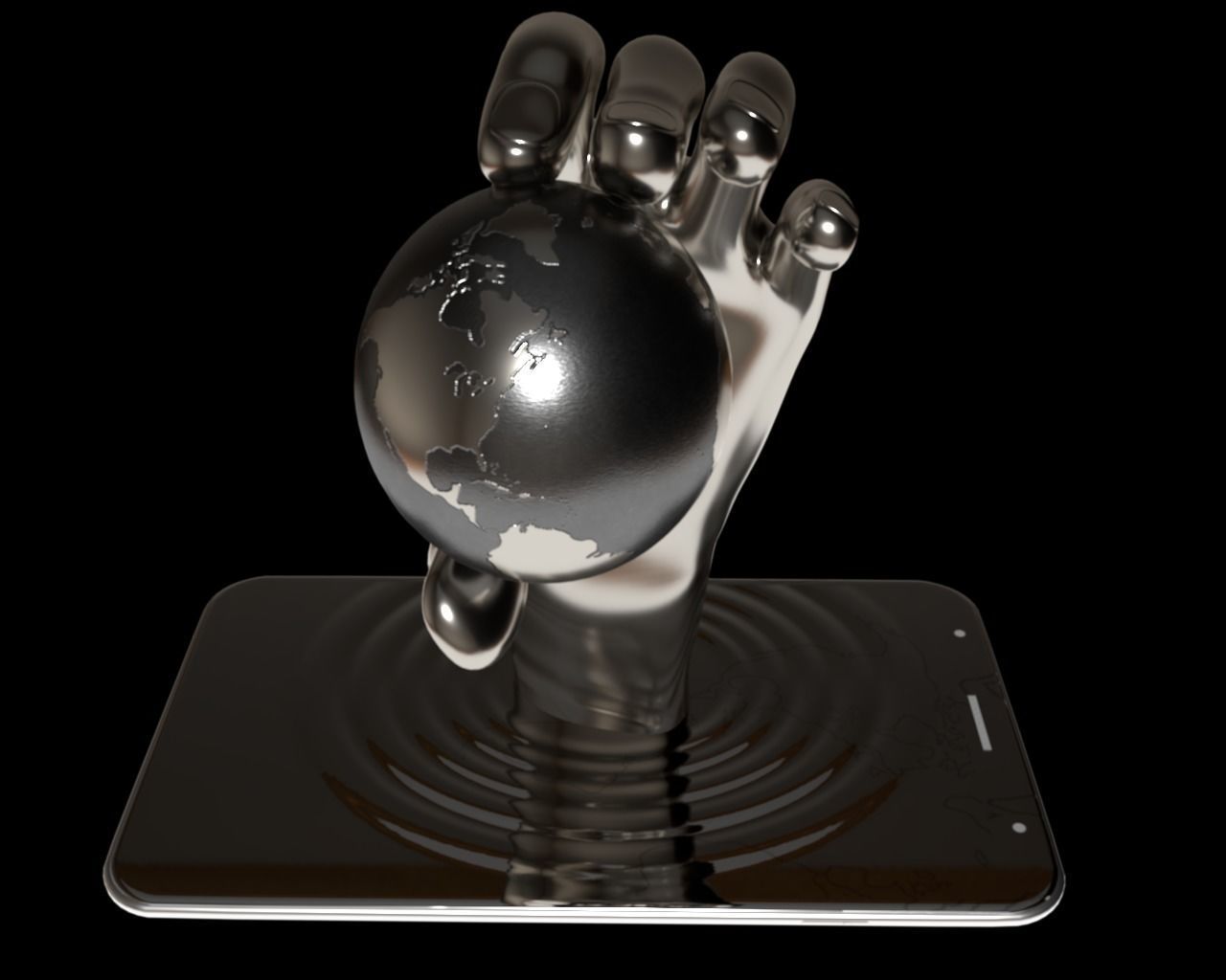 Global Cell Phone Abstract art 3D model_1