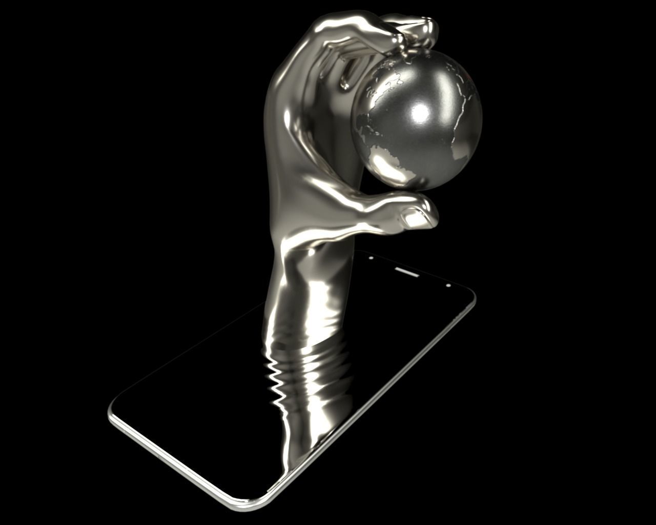 Global Cell Phone Abstract art 3D model_3