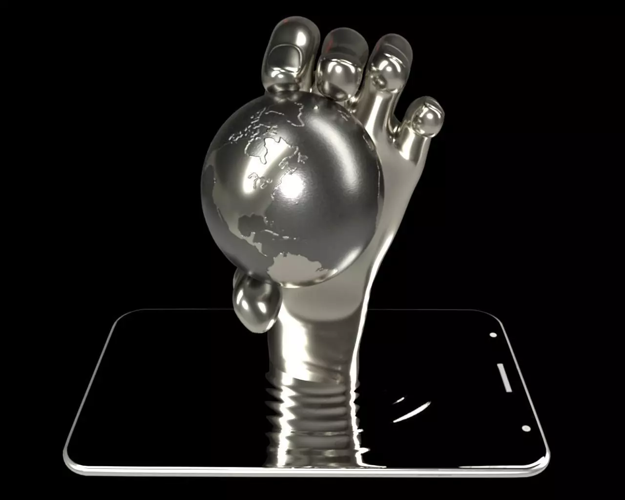 Global Cell Phone Abstract art 3D model_0