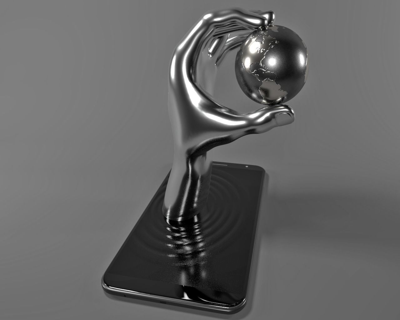 Global Cell Phone Abstract art 3D model_4