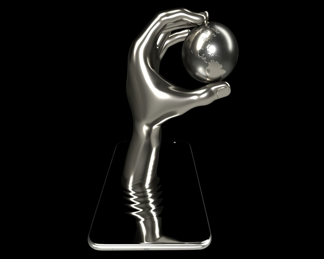 Global Cell Phone Abstract art 3D model_2