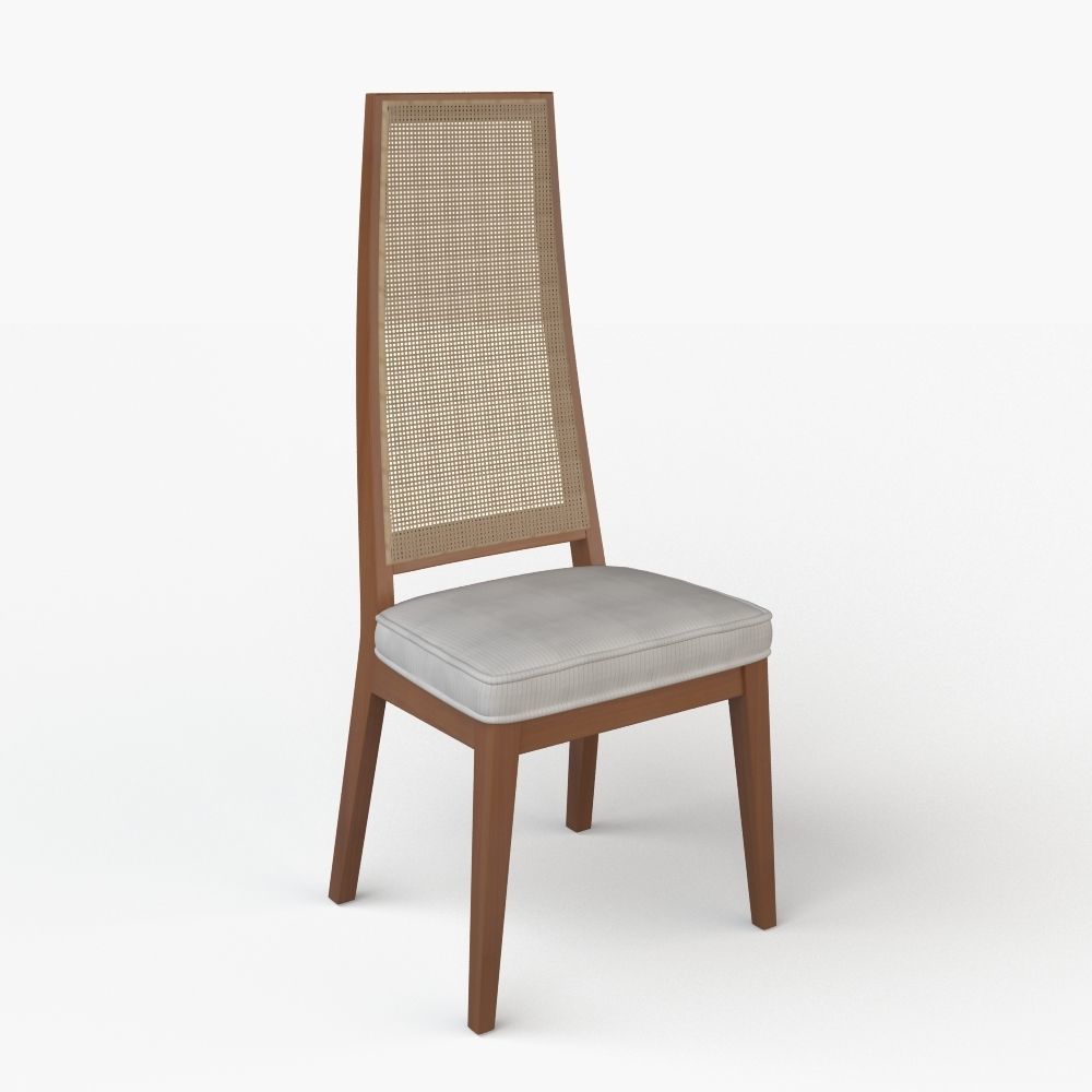 Cane-Backed Dining Chairs in the Style of Milo Baughman 3D model_8