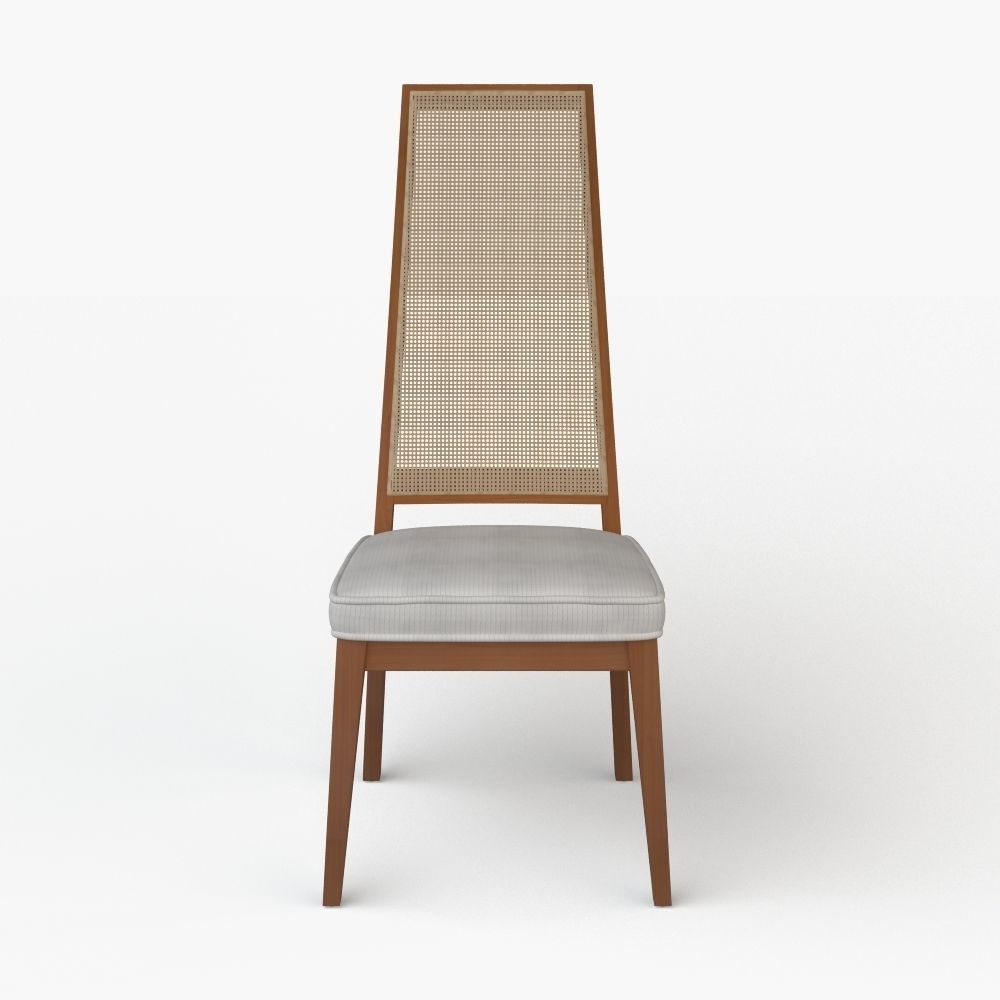 Cane-Backed Dining Chairs in the Style of Milo Baughman 3D model_2