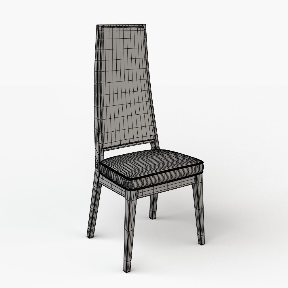 Cane-Backed Dining Chairs in the Style of Milo Baughman 3D model_9