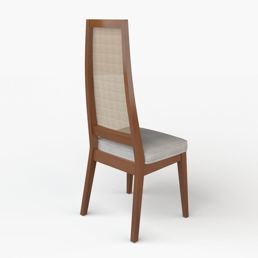 Cane-Backed Dining Chairs in the Style of Milo Baughman 3D model_7