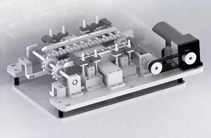 Chain convery with equidistant sending mechanism 3D model