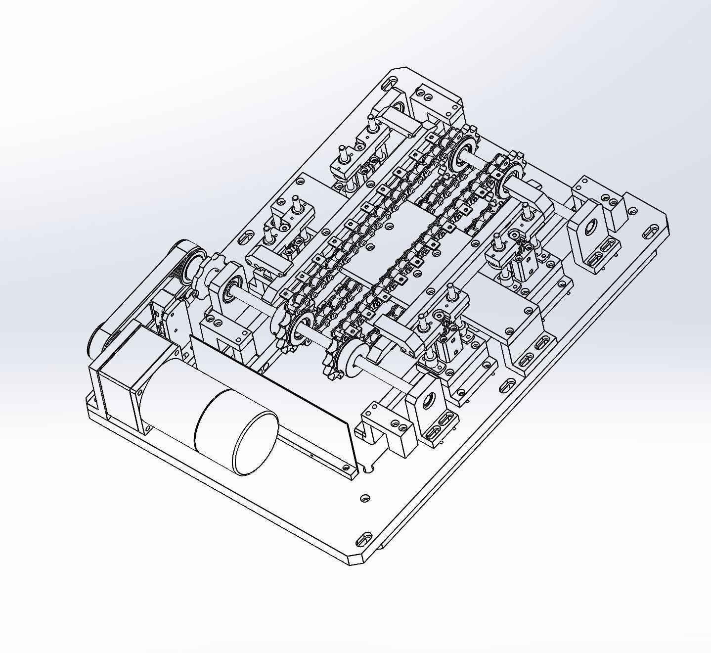 Chain convery with equidistant sending mechanism 3D model_3